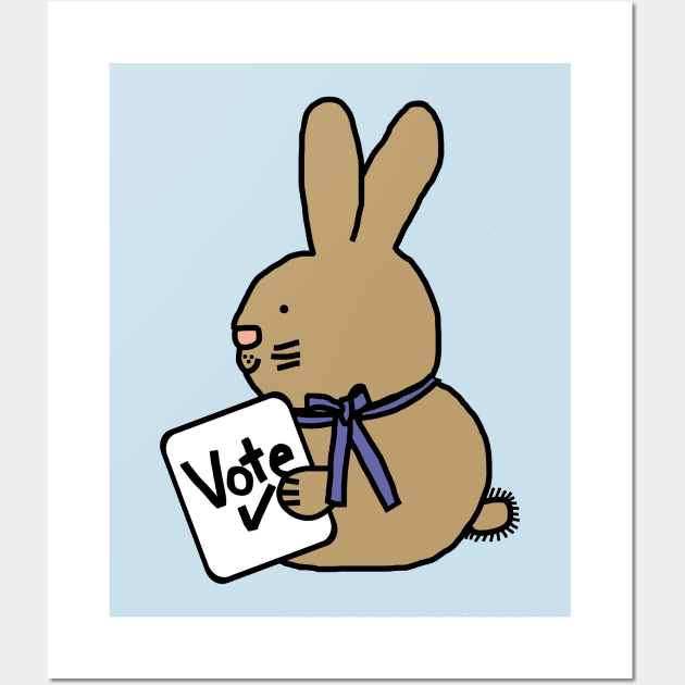 Cute Bunny Rabbit with Vote Sign Wall Art by ellenhenryart